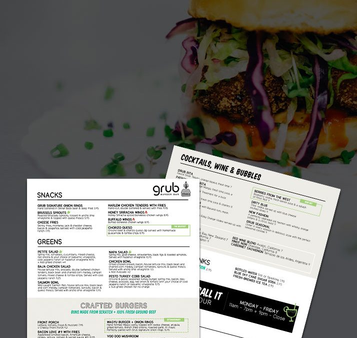 San Diego Restaurant Menu Design